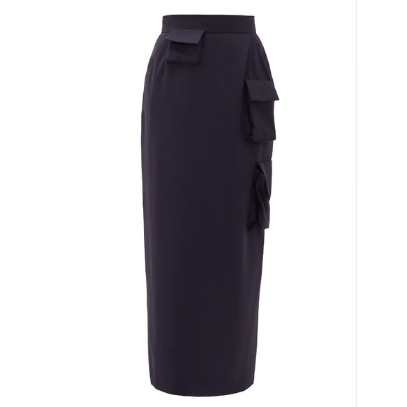 NWT Natasha Zinko asymmetric midi skirt in navy - Picture 4 of 5